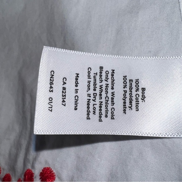 Talbots Embroidered Red and White Sleeveless Cotton Blouse Size Small - Picture 7 of 7